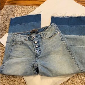 A and F Cropped stove pipe button up jeans.